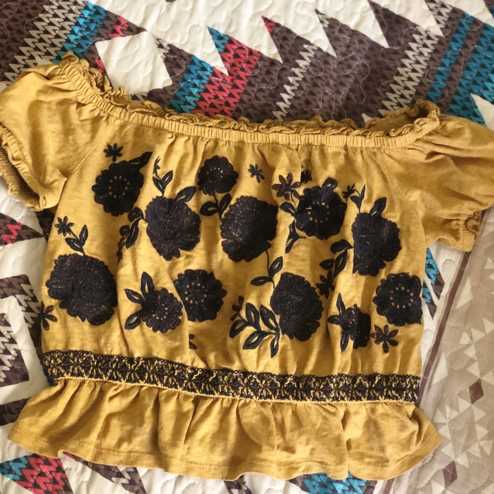 Yellow embroidered top